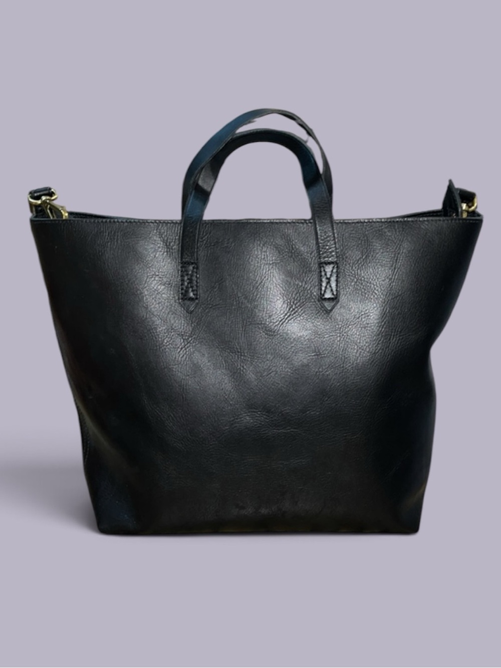 Madewell Black Leather Tote Bag